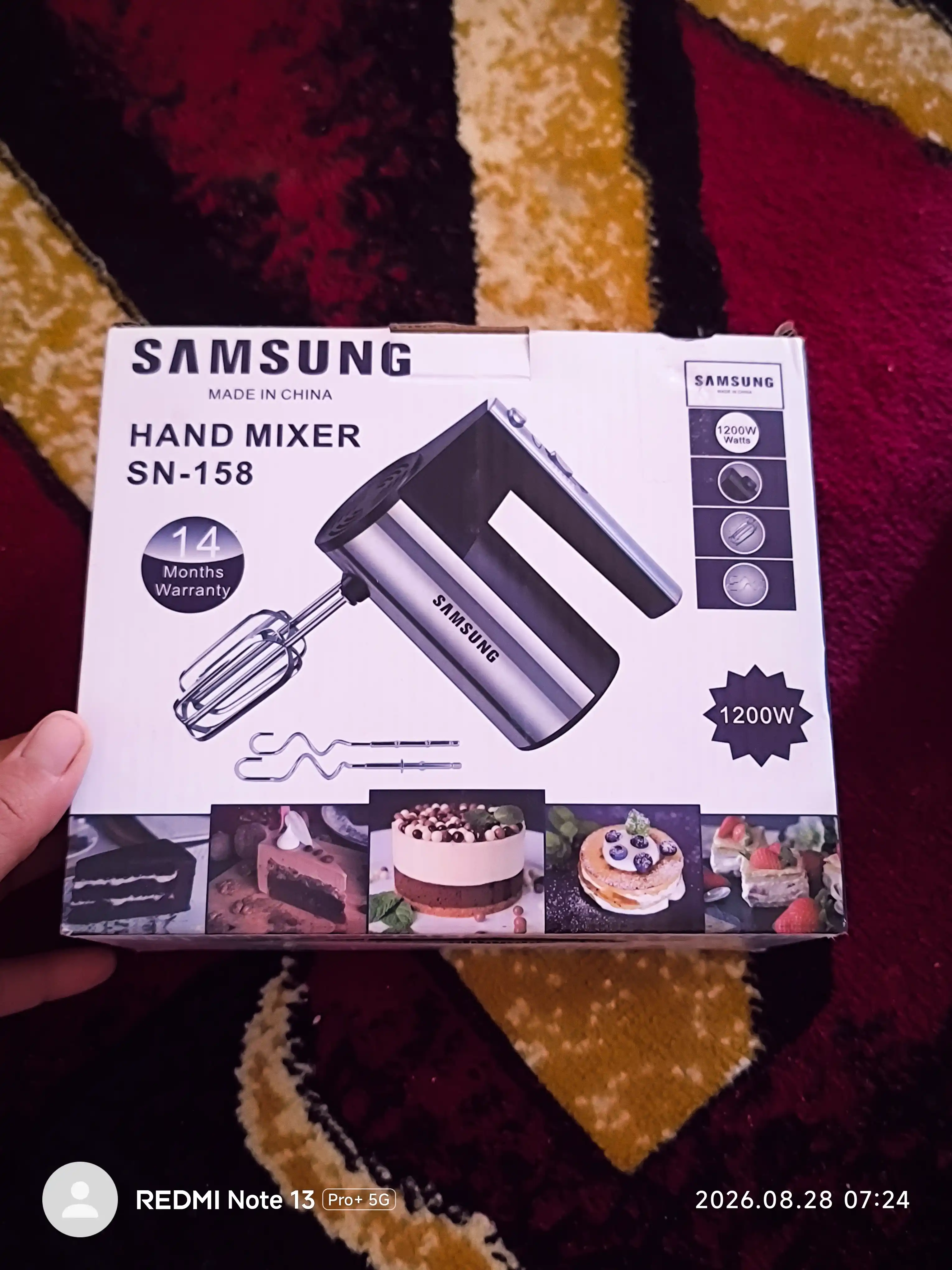 Oshxona qo'l mikser Samsung, turbo rejimli, 5 darajali tezlik bilan
