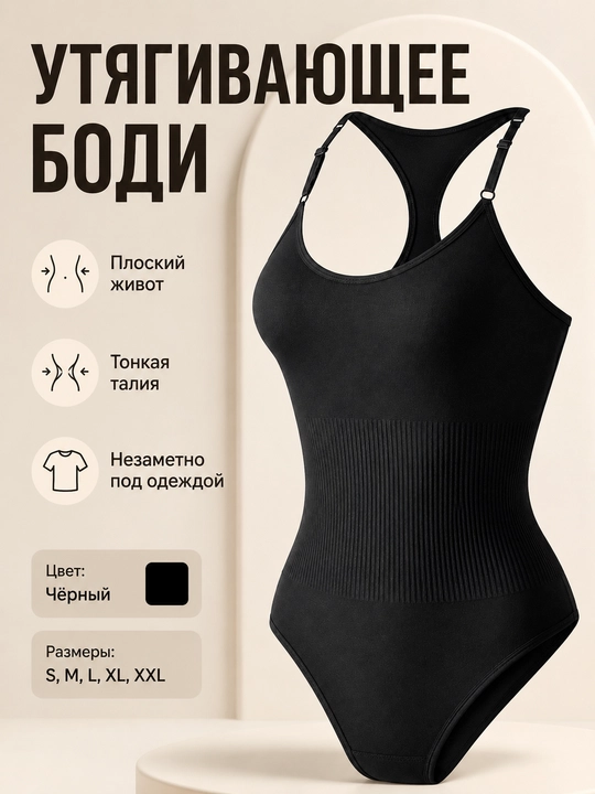 Ayollar uchun qora tortuvchi bodi, belni modellashtiruvchi ich kiyim