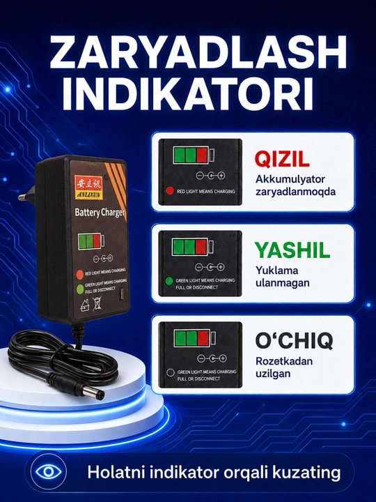 6–24V, 2A akkumulyator batareyalari va elektr asboblari uchun zaryadlash qurilmasi