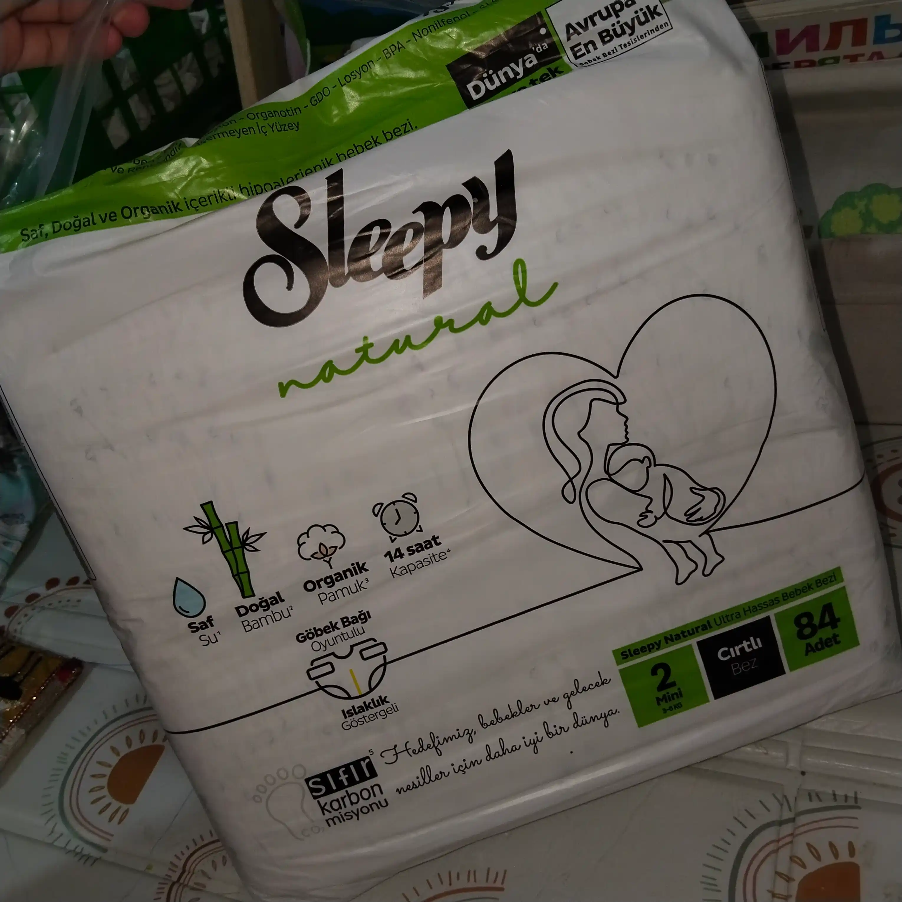Детские подгузники Sleepy Natural Jumbo Sleepy №2, 3-6 кг, 84 шт