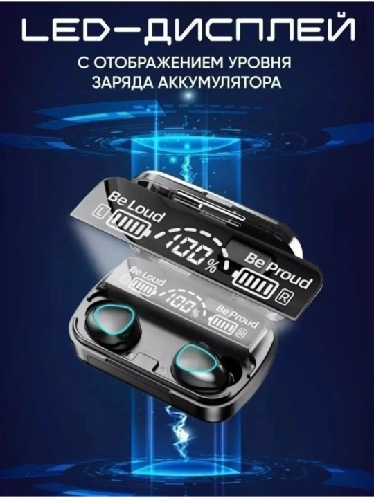 Mikrofonli simsiz naushnik, Bluetooth, USB Type-C, qora