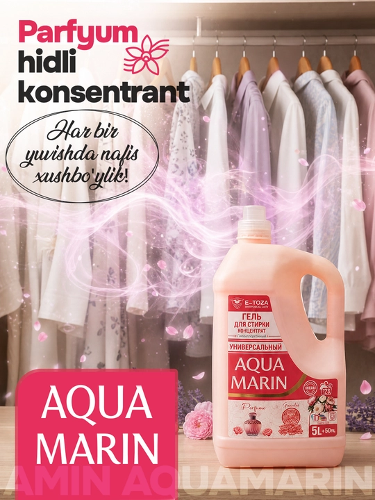 Aqua Marin universal kir yuvish geli konsentrat 5L, avtomat va qo'l yuvish uchun