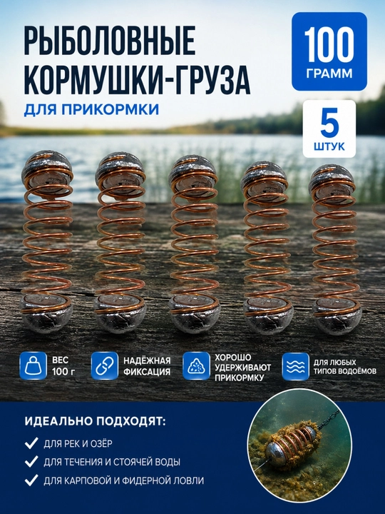 Рыболовные кормушки-грузы 100 г — 5 штук - 
