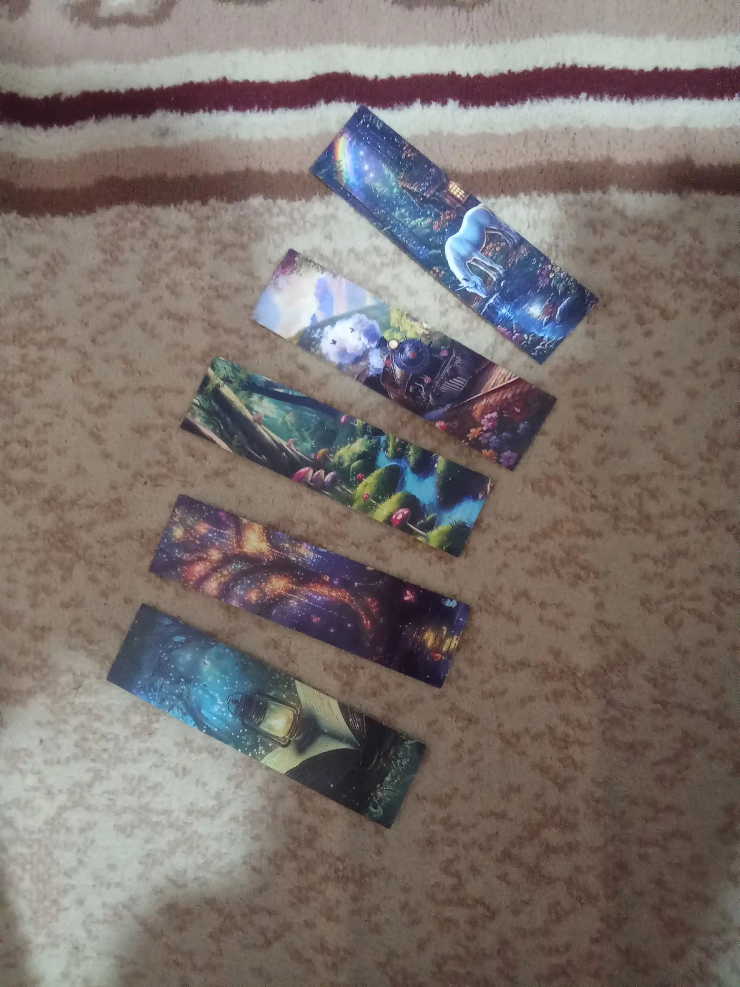 Kitob uchun karton xatcho'plar, 5 dona to‘plam, tasodifiy tanlanadi, 4x15 sm