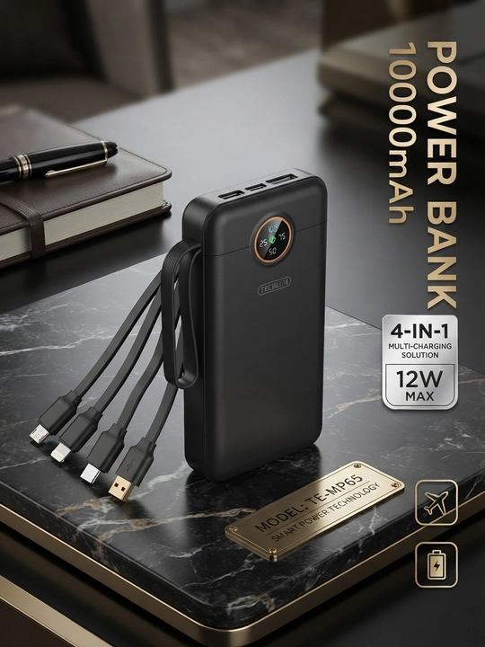 Power Bank 20000mA 66W tezkor quvvat bilan tashqi akkumulyatori +4 kabel bilan - 