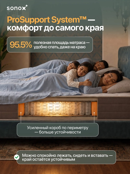 SONOX Ortho Support ortopedik to‘shak, 22 sm, mustaqil prujinali, o‘rtacha qattiqlikda