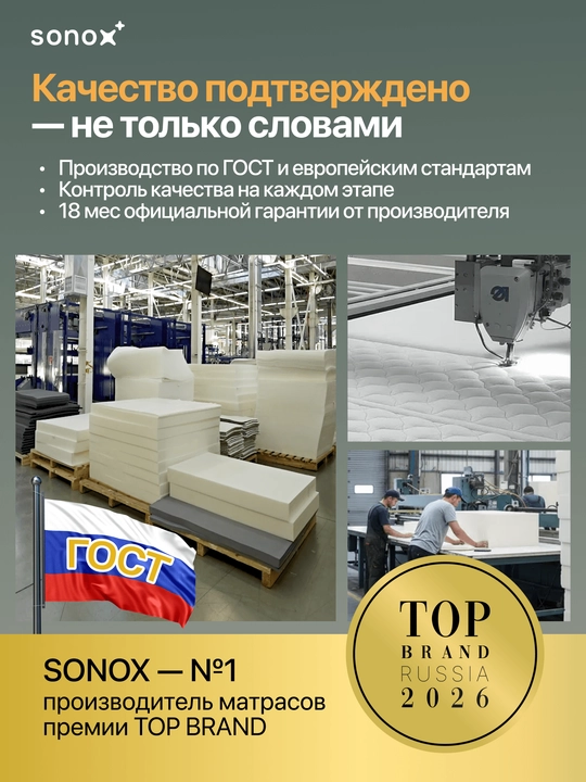 SONOX Ortho Support ortopedik to‘shak, 22 sm, mustaqil prujinali, o‘rtacha qattiqlikda