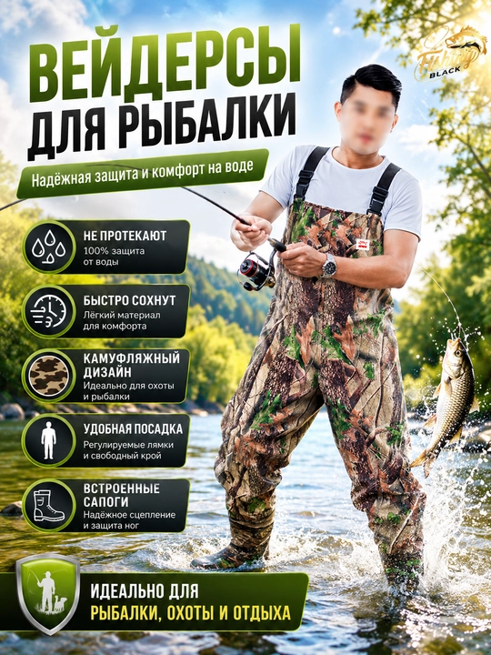 Вейдерсы рыбацкие с сапогами, водонепроницаемый забродный комбинезон для рыбалки