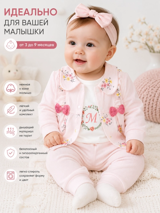 Комплект одежды для малышей из 3 предметов, 3–9 месяцев