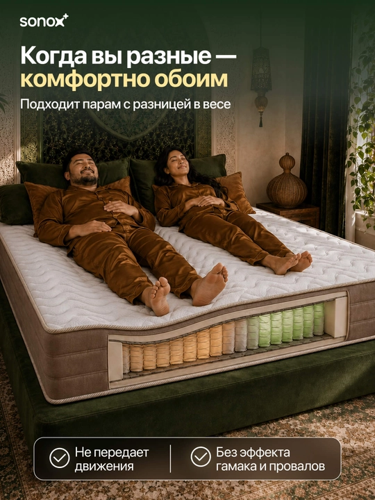Matras\to‘shak ortopedik Sonox Prime Ortho 26 sm, mustaqil prujinali, o'rta qattiqlik