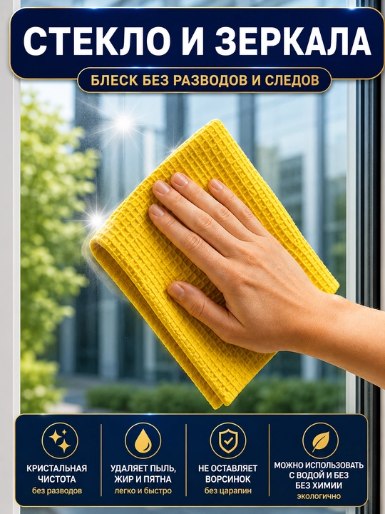 Полотенце из микрофибры 90×60 см, универсальное - 