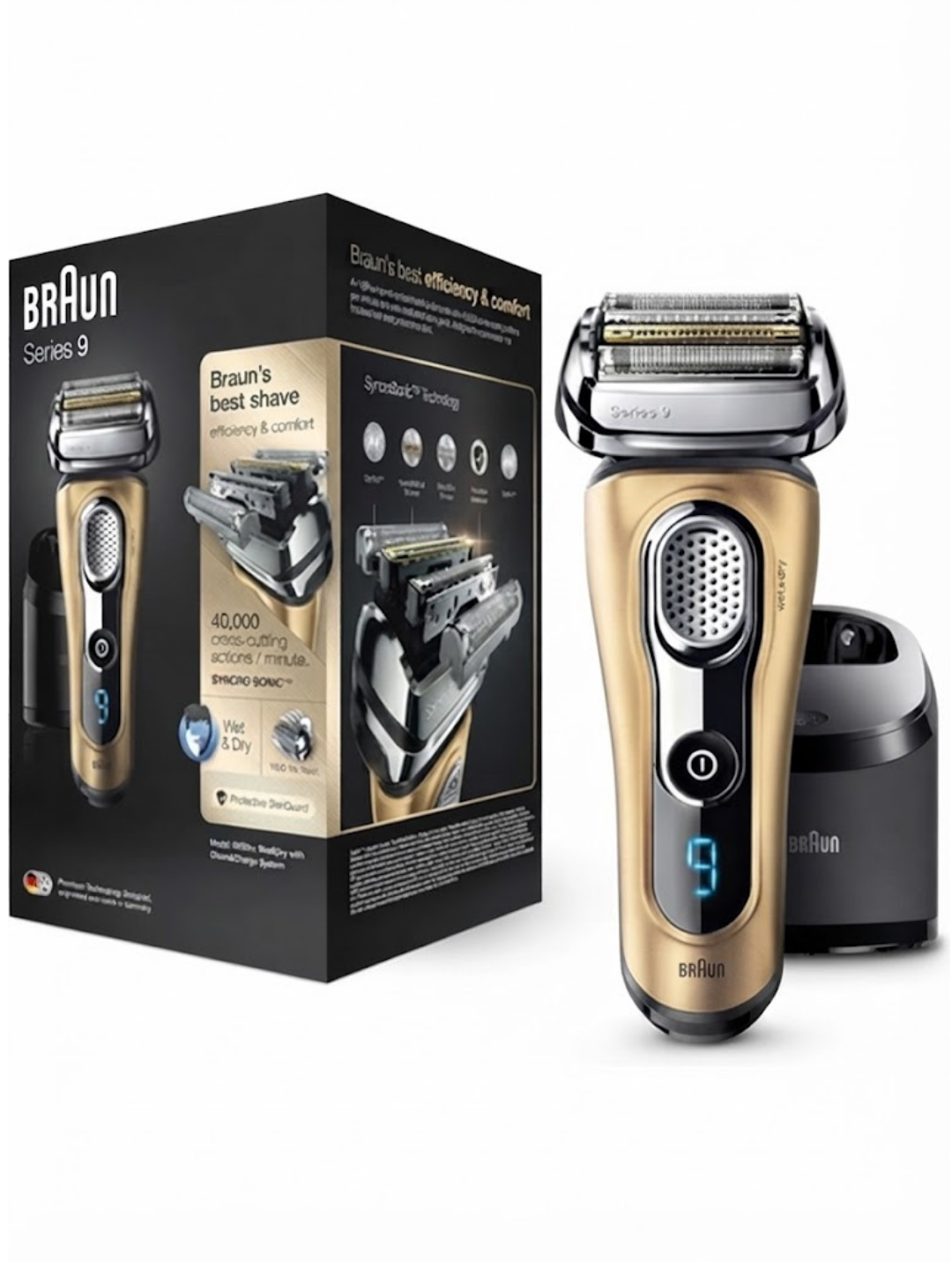 Электробритва Braun S9-9569CC, золотистый, матовый черный, золотистый