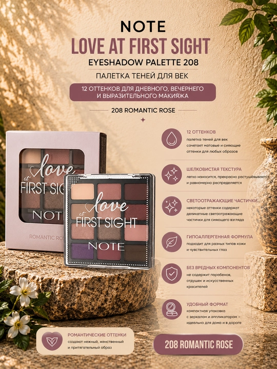 Палетка теней для век Note Love at First Sight Eyeshadow Palette 208 и 209 - 
