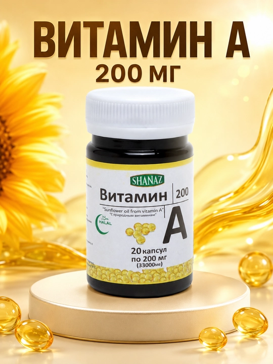 Vitamin A, 200 mg, 33000ME, 20 kapsular - 