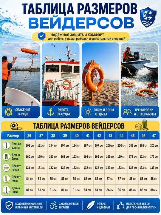 Вейдерсы рыбацкие с сапогами, водонепроницаемый забродный комбинезон для рыбалки