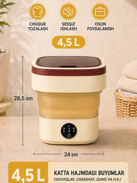 Yig'iladigan mini kir yuvadigan mashina , avtomat kir moshina mini stiralka