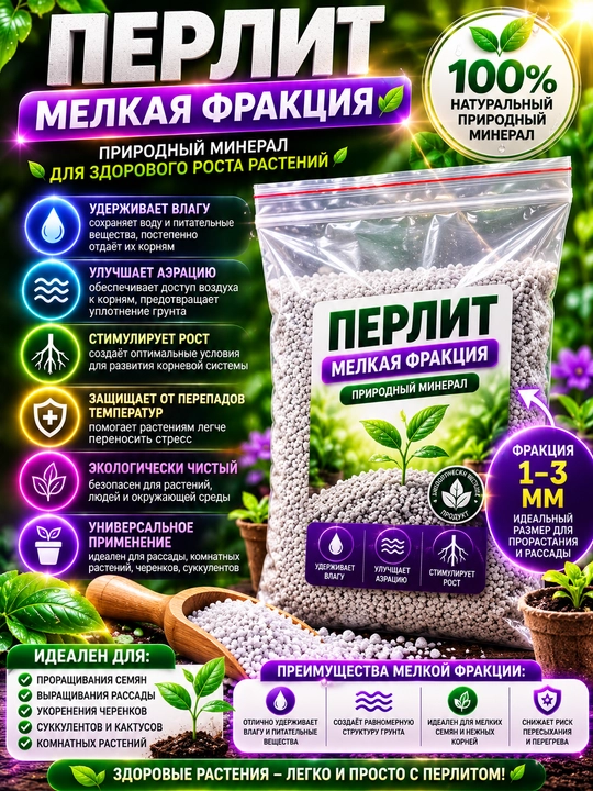 O'simliklar uchun PERLIT, ildizlarning oziqlanishi, zich barglar, yirik va mayda fraksiya - 