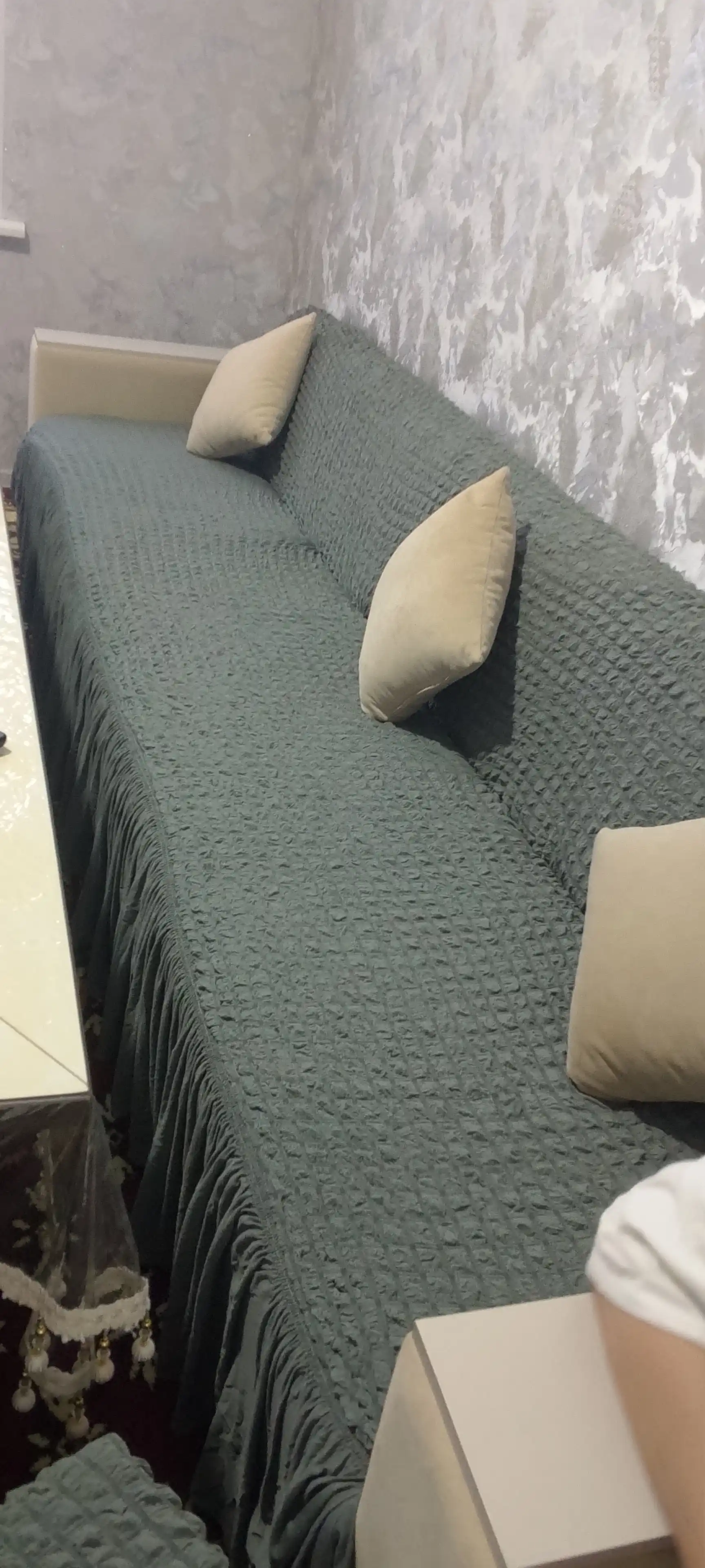 Universal chexol, oshxona burchakli mebeli uchun, pufik bilan