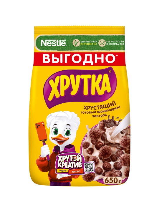 ХРУТКА Готовый шоколадный завтрак, обогащенный кальцием, 460 г - 