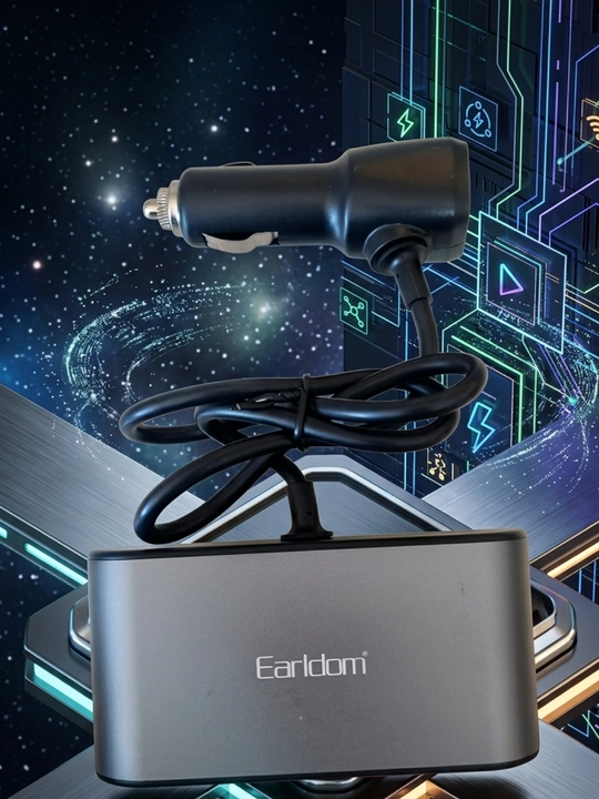 Earldom CS2 120W avtomobil uchun 3 portli splitter, 2 USB va voltmetr