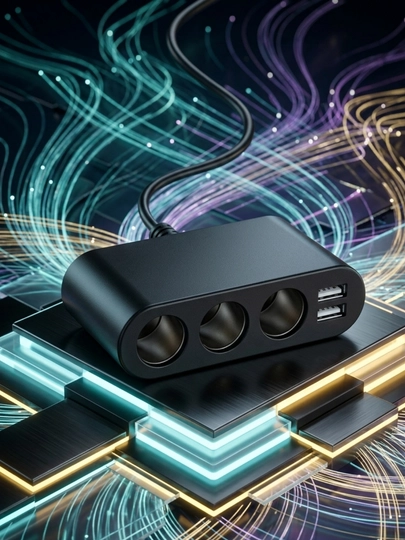 Earldom CS2 120W avtomobil uchun 3 portli splitter, 2 USB va voltmetr