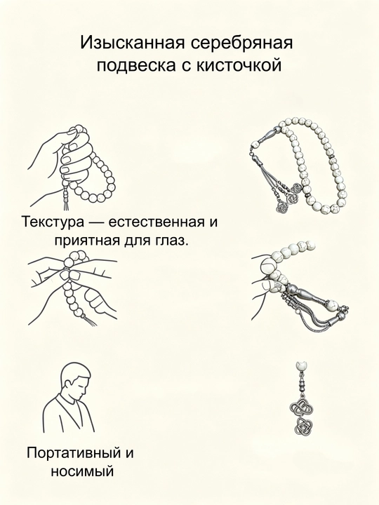 Элегантные четки для молитвы – ручная работа, натуральные камни, унисекс