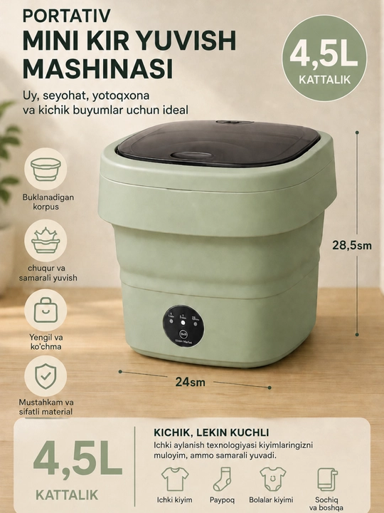 Yigiladigan mini kir yuvish mashinasi kir moshina kirmoshina