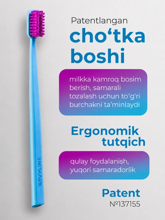 Ortodontik tish cho‘tkasi, Revyline Ortho, orto cho‘tka, breketlar uchun cho‘tka, yumshoq
