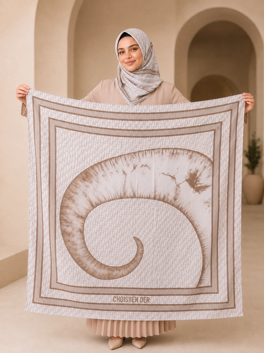 Ayollar uchun XB ro‘mol 110x110 sm, hijob uchun katta kvadrat bosh ro‘mol, naqshli