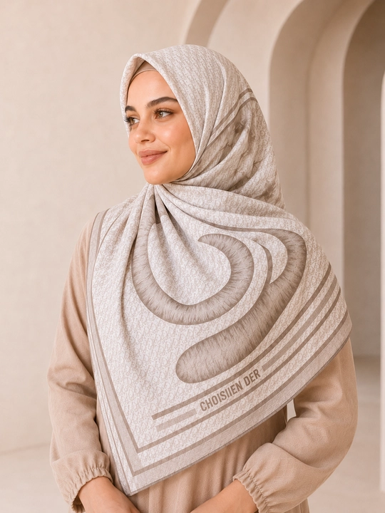 Ayollar uchun XB ro‘mol 110x110 sm, hijob uchun katta kvadrat bosh ro‘mol, naqshli - 