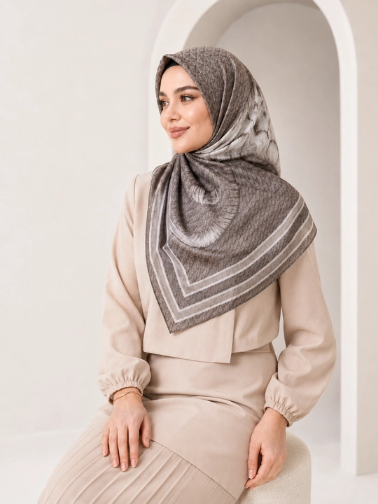 Ayollar uchun XB ro‘mol 110x110 sm, hijob uchun katta kvadrat bosh ro‘mol, naqshli - 