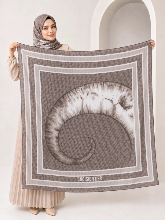 Ayollar uchun XB ro‘mol 110x110 sm, hijob uchun katta kvadrat bosh ro‘mol, naqshli