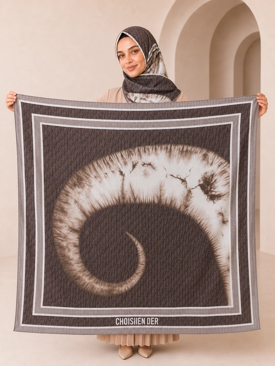 Ayollar uchun XB ro‘mol 110x110 sm, hijob uchun katta kvadrat bosh ro‘mol, naqshli