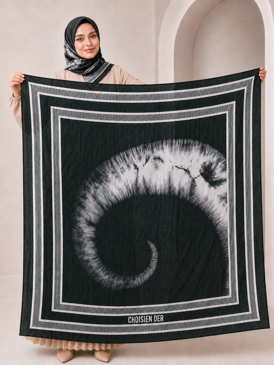 Ayollar uchun XB ro‘mol 110x110 sm, hijob uchun katta kvadrat bosh ro‘mol, naqshli