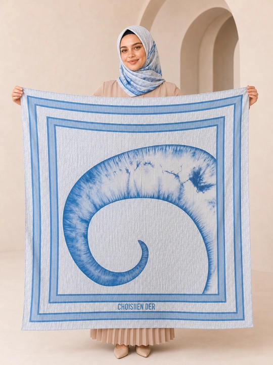 Ayollar uchun XB ro‘mol 110x110 sm, hijob uchun katta kvadrat bosh ro‘mol, naqshli