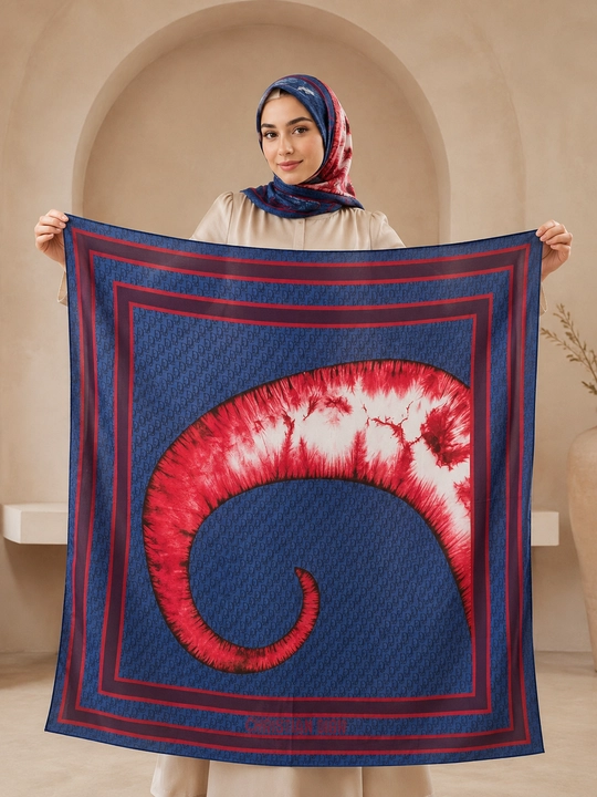 Ayollar uchun XB ro‘mol 110x110 sm, hijob uchun katta kvadrat bosh ro‘mol, naqshli