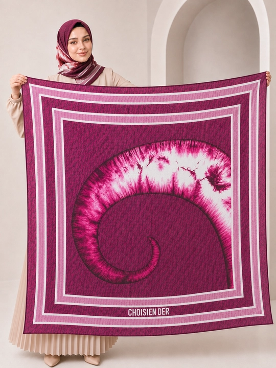 Ayollar uchun XB ro‘mol 110x110 sm, hijob uchun katta kvadrat bosh ro‘mol, naqshli