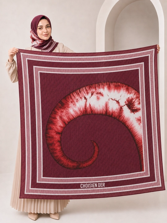 Ayollar uchun XB ro‘mol 110x110 sm, hijob uchun katta kvadrat bosh ro‘mol, naqshli