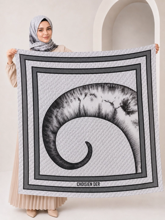 Ayollar uchun XB ro‘mol 110x110 sm, hijob uchun katta kvadrat bosh ro‘mol, naqshli