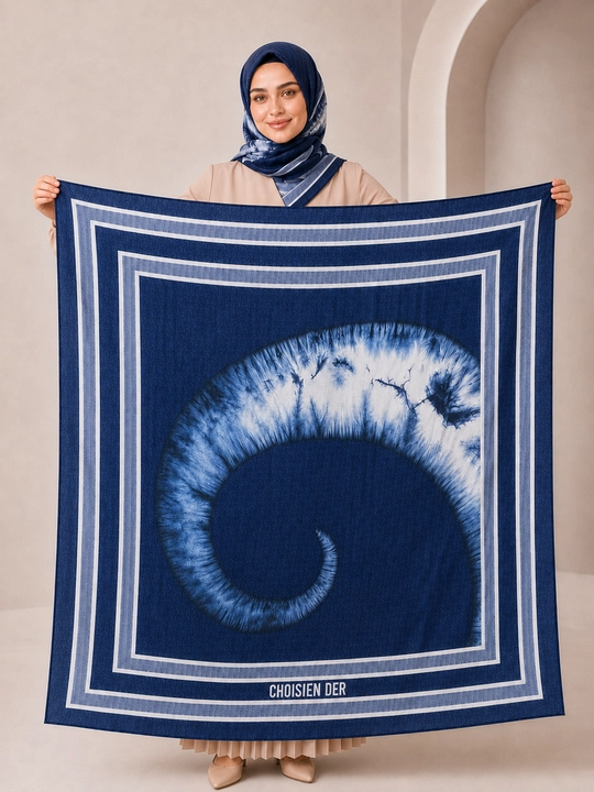 Ayollar uchun XB ro‘mol 110x110 sm, hijob uchun katta kvadrat bosh ro‘mol, naqshli