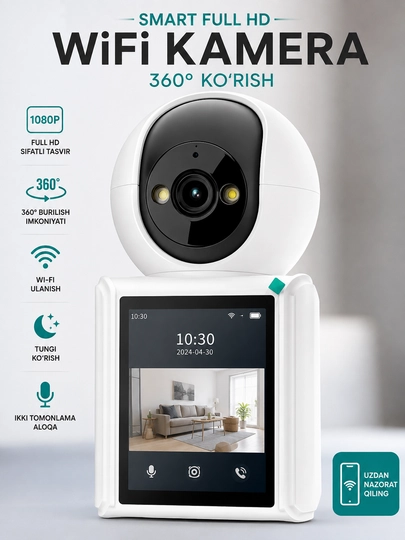 Smart Wi-Fi kamera, PTZ videokuzatuv kamerasi, Full HD tashqi kamera