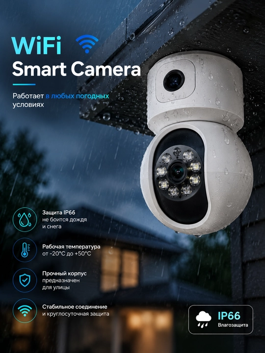 Smart Wi-Fi kamera, PTZ videokuzatuv kamerasi, Full HD tashqi kamera - 