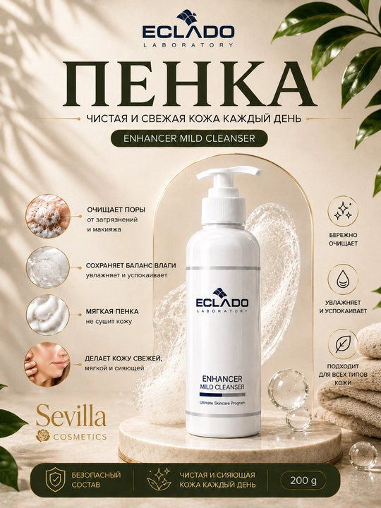 Пенка для умывания ECLADO EBHABCER MILD CLEANSER KREAM - 