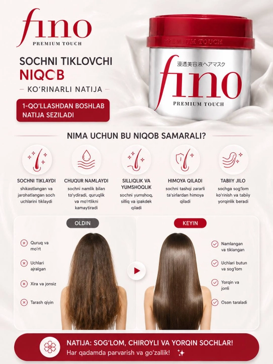 Fino Premium Touch Hair Mask — восстанавливающая маска для повреждённых волос, 230 г