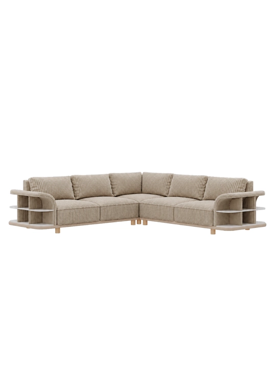 Burchakli divan AIKO Domo, yostiqlar komplektda, 320×320×85 sm