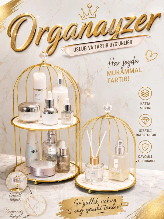 Kasmetika uchun universal organayzer, parfyumeriya uchun, kosmetika uchun konteyner - 