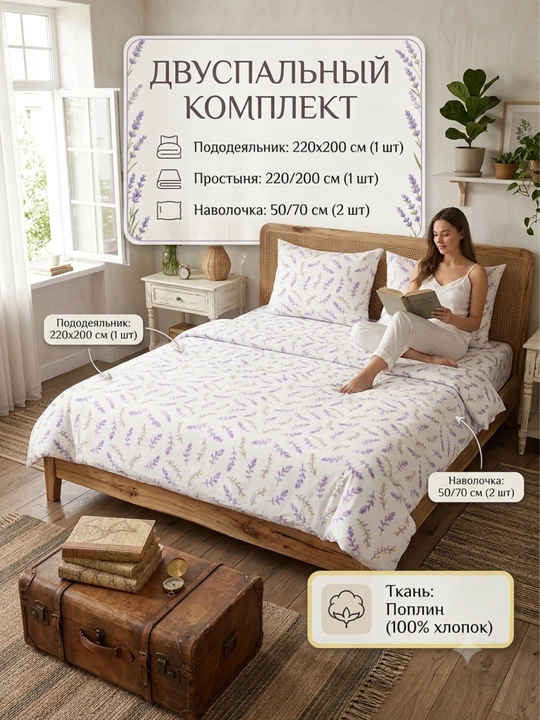 Ikki kishilik choyshab to'plami matosi poplin 100% paxta yumshoq va nafis