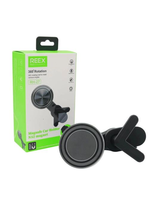 REEX RH-27 MagSafe avtomobil telefon ushlagichi, N52 magnit, 360° aylanuvchi
