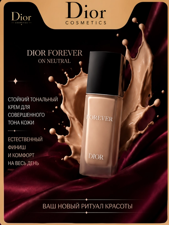 Yengil teksturali va uzoq saqlanuvchi,Dior Forever 0N tonal krem, SPF 15, 30 ml - 
