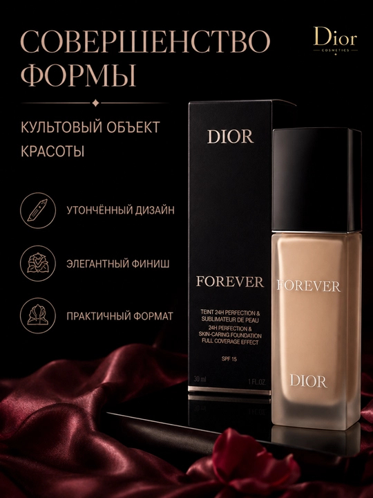 Yengil teksturali va uzoq saqlanuvchi,Dior Forever 0N tonal krem, SPF 15, 30 ml